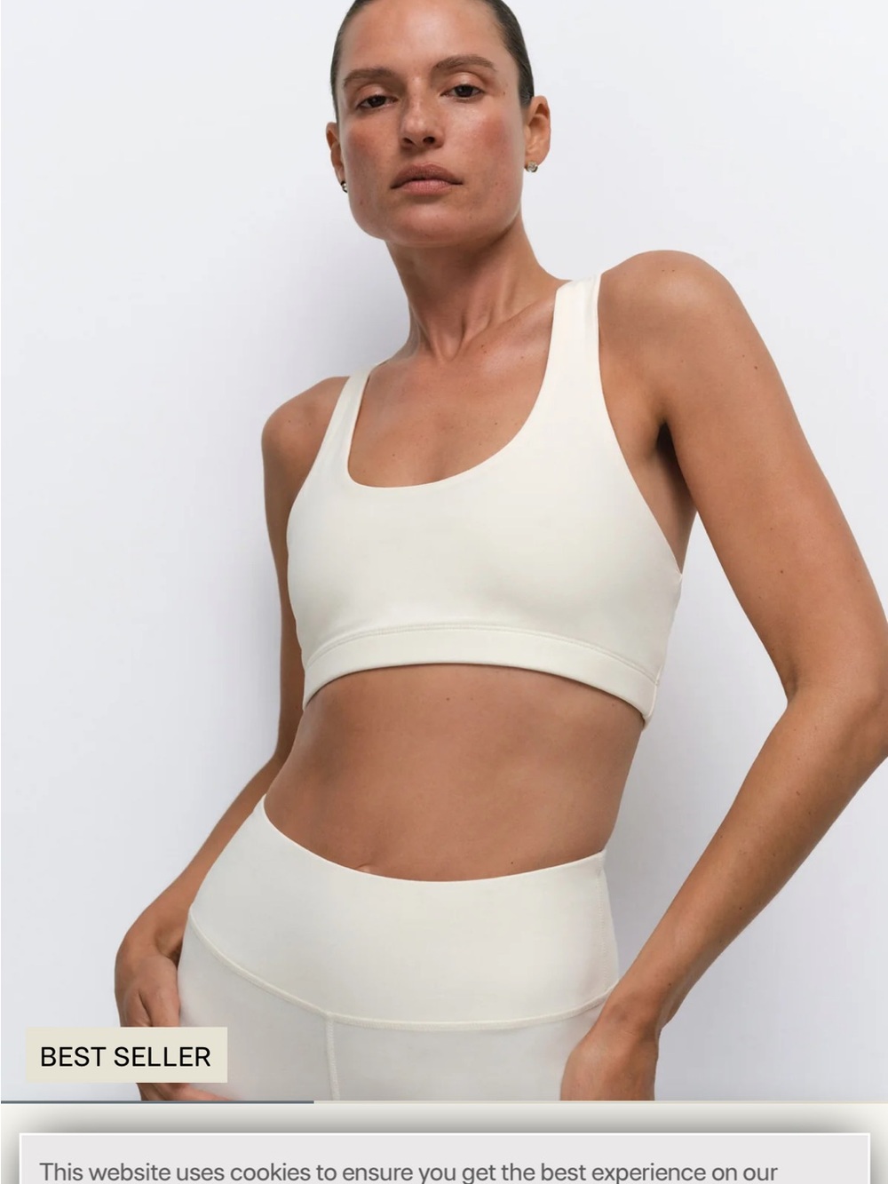 Mate the Label Organic Stretch Sports Bra in Bone Size M